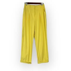 Tanya Taylor Tyler Pants Women's 4 Yellow High Waisted Pleated Tapered